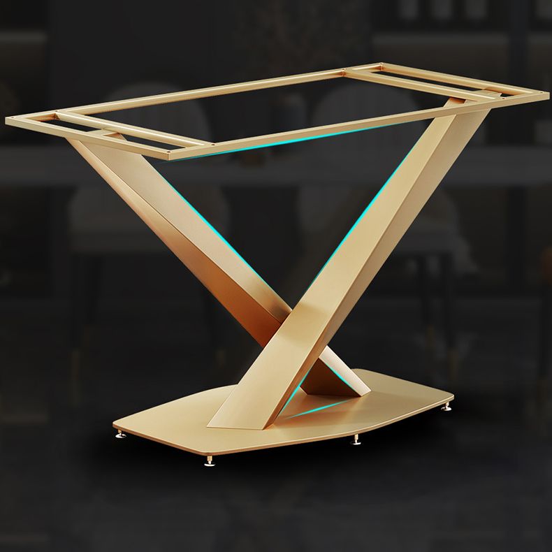 Traditional Luxury Dining Table Rectangle Sintered Stone Table with Pedestal Base