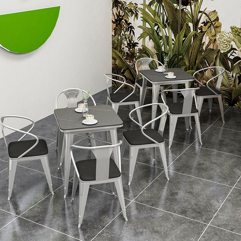 Industrial Sintered Stone Dinner Room Kitchen Table Black Table with Grey Frame for Dining Room