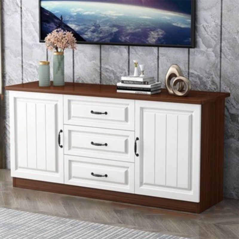 Scandinavian Style Wood 2-Door TV Stand TV Console with Shelf