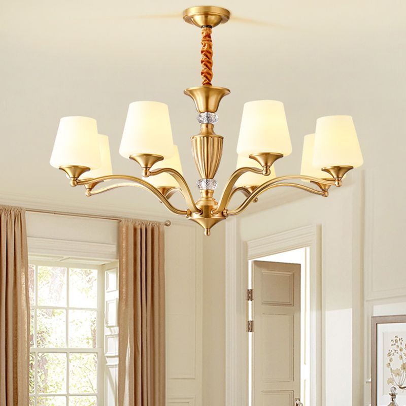 Bell Chandelier Lighting Fixtures Traditional Multi-Head Suspension Light with Clear Crystal