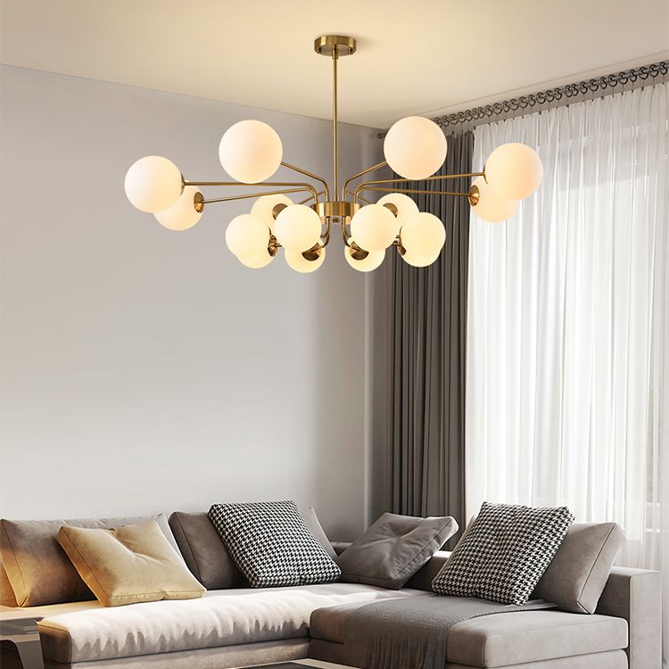 Designer Style Globe Chandelier Lighting Multi-Head Suspension Pendant Lamps with Glass Shade