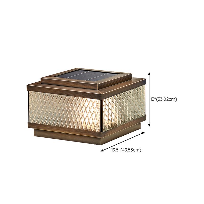 Contemporary Pillar Light Geometric LED Solar Lighting Fixture for Backyard