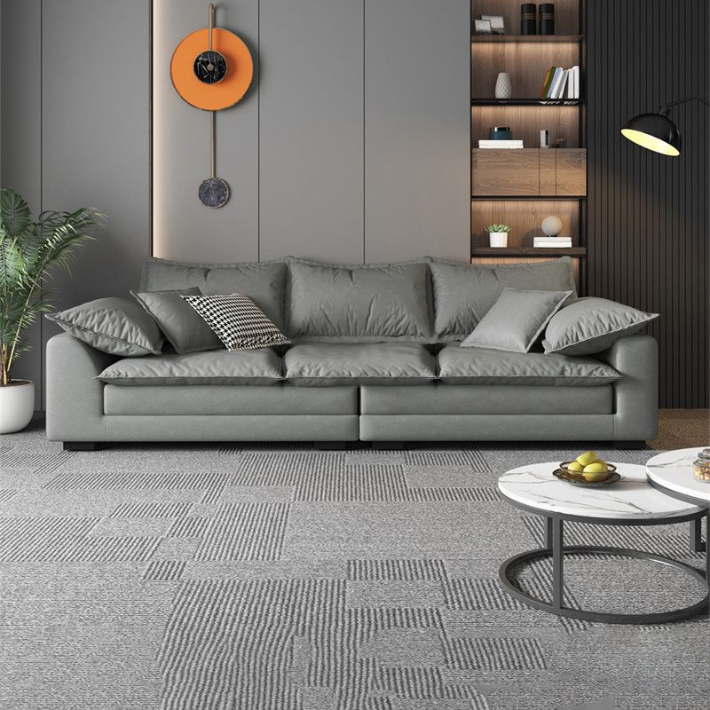 Stain Resistant Sofa Couch Square Arm Sofa Set with Pillows in Grey