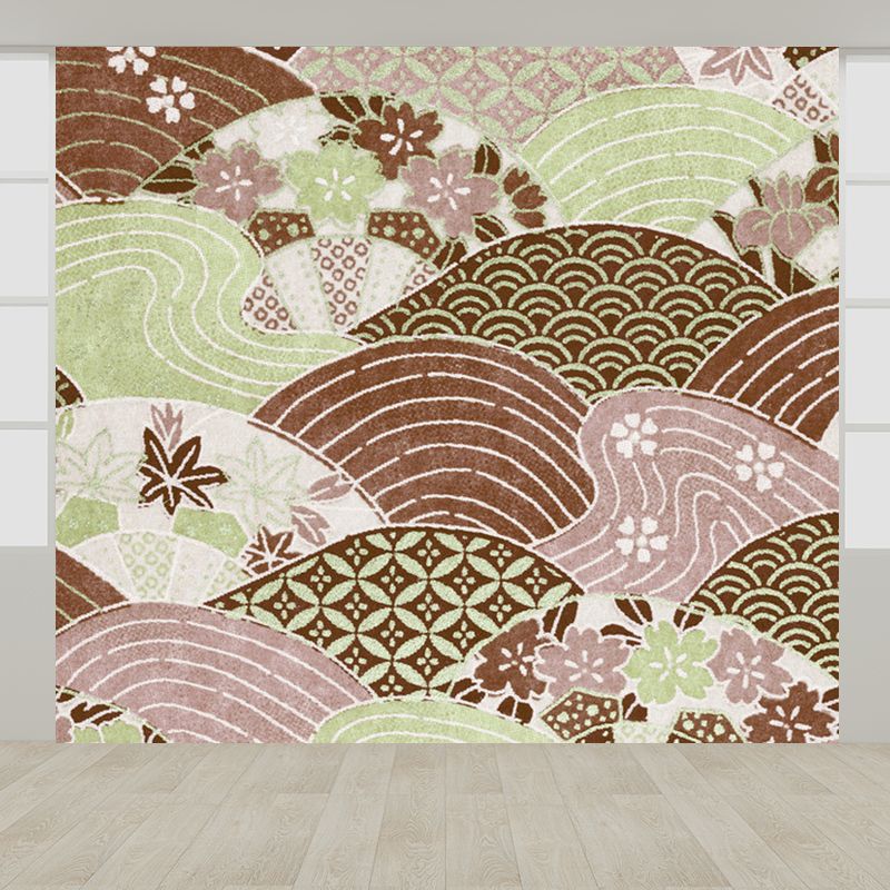 Green Blossom Mural Wallpaper Flower Modern Style Washable Wall Covering for Kitchen