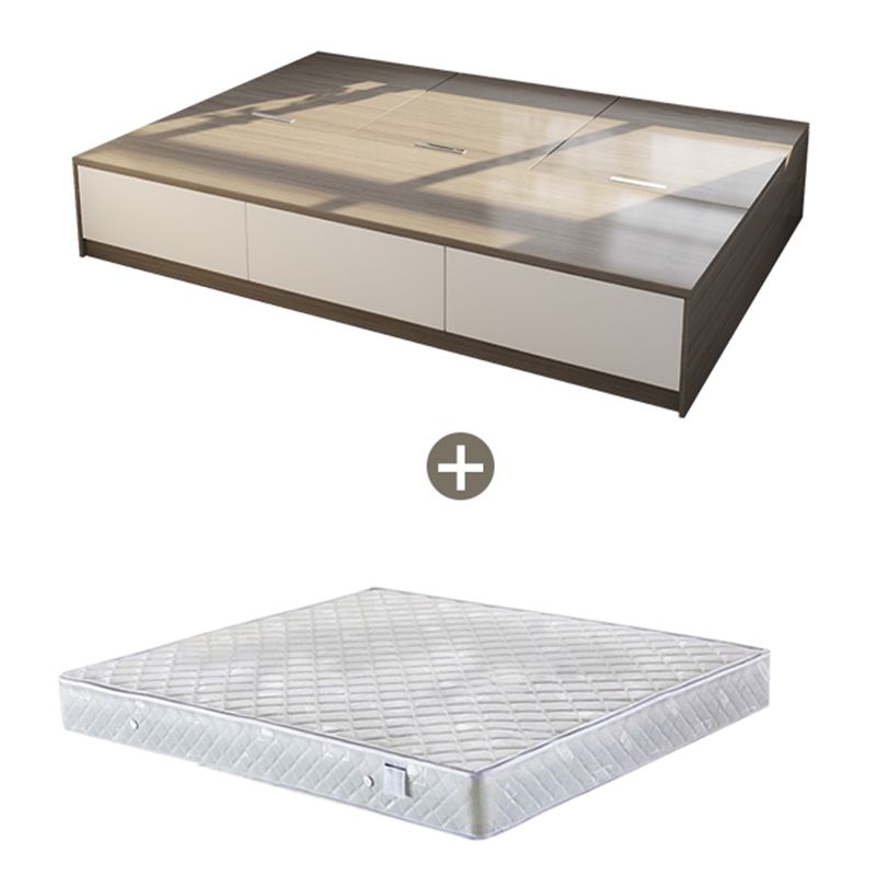 White and Brown Finish Platform Bed Lift Up Storage Platform Bed Frame