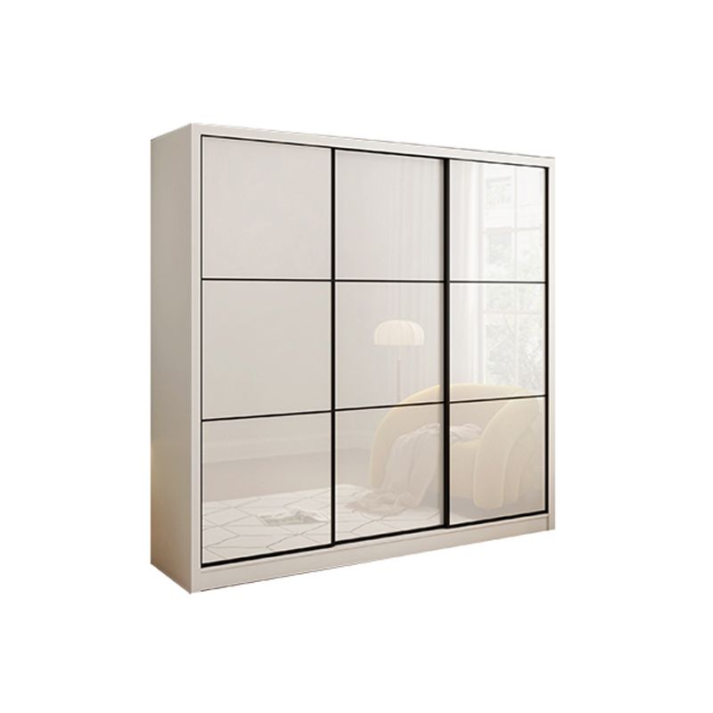 Sliding Wardrobe Closet with Shelves White Wooden Wardrobe Armoire