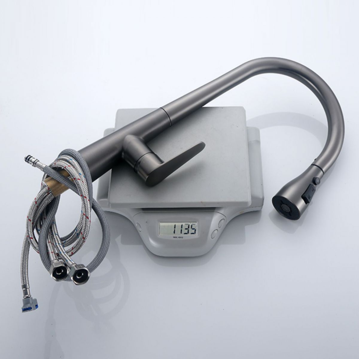 Modern Style Kitchen Faucet High Arc Copper Pull Down Kitchen Faucet