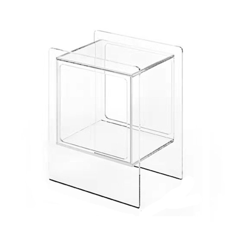 Glam End Slide Table Plastic Sled Rectangular with Shelf Living Room Corner Table