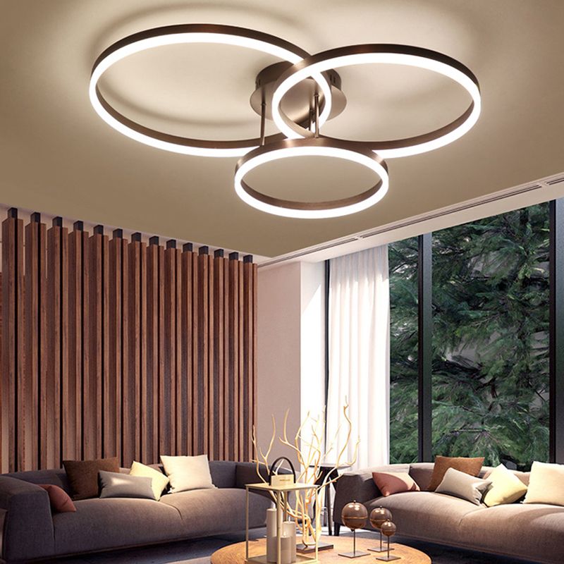 Luminaire de plafond circulaire de style moderne, plafonnier semi-encastré en métal multi-lumières