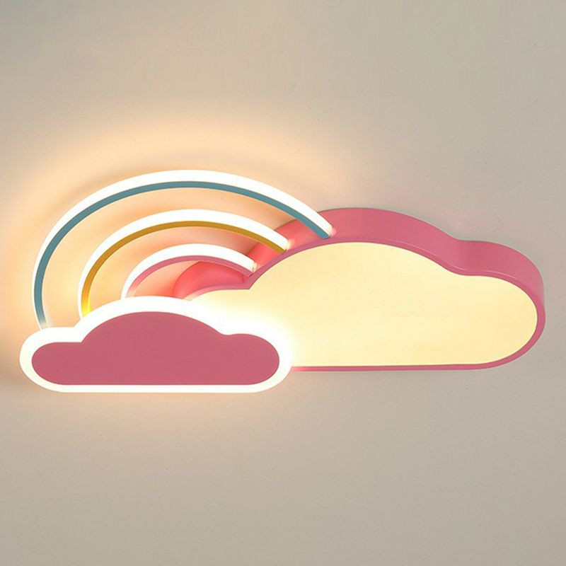 Cloud and Rainbow Kindergarten Flush Light Acrylic Cartoon LED Ceiling Mount Light Fixture