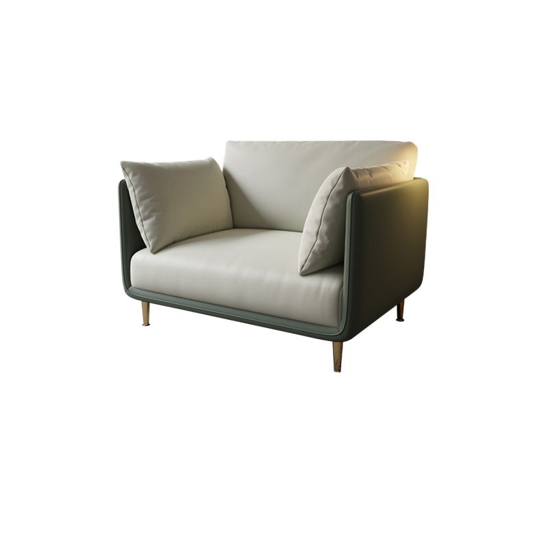 Square Arm Contemporary Standard Faux Leather Sofa Couch with Pillows