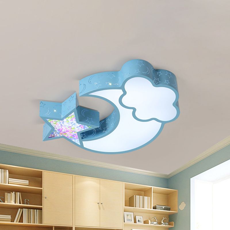 Acrylic Starry Sky Flush Light Fixture Nordic LED Flush Mounted Lamp in White/Pink/Blue for Child Bedroom
