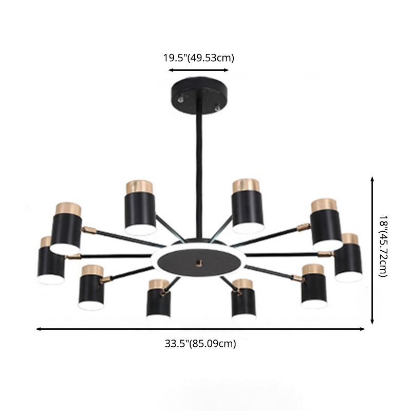 Metal Starburst Chandelier Pendant Light Minimalist Style LED Hanging Light Fixture in Black