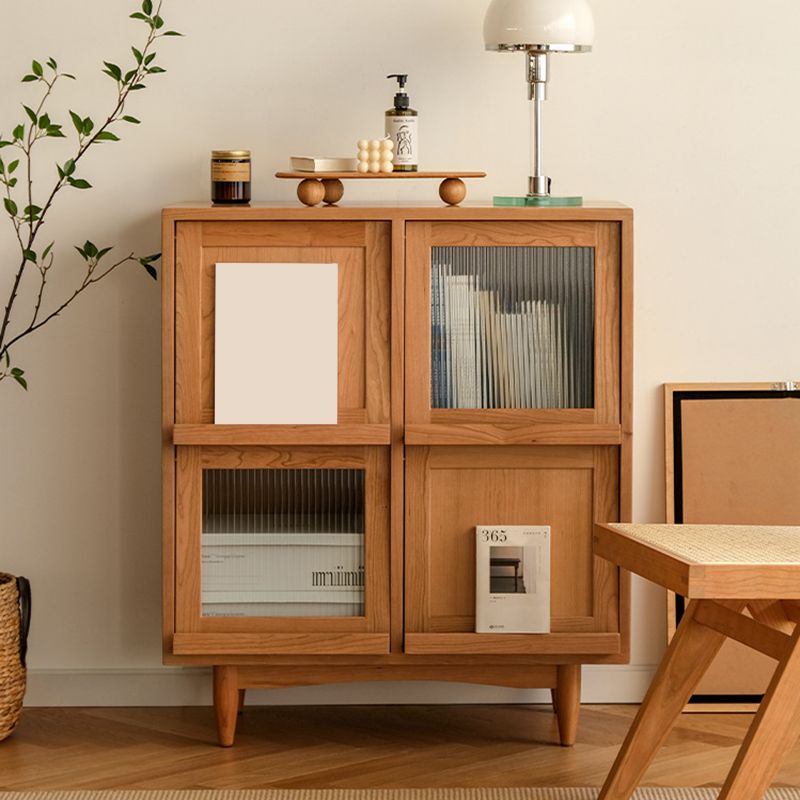 Modern & Contemporary Cabinet Square Glass Paned Bar Pulls Straight Legs Accent Cabinet