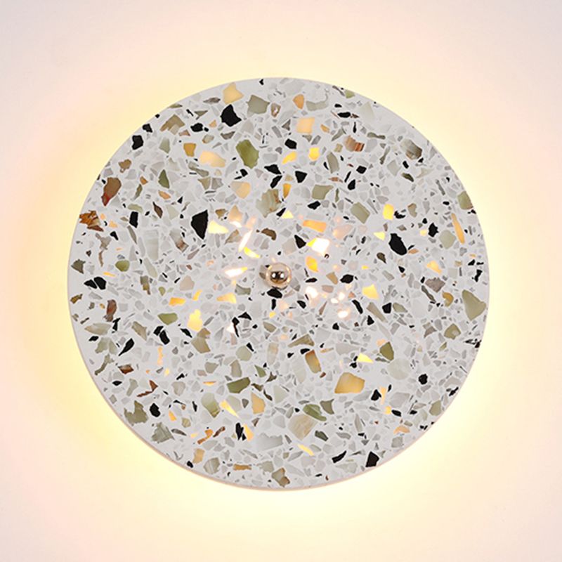 Nordic Style LED Wall Light Geometry Round Colorful Wall Lamp with Stone Shade for Bedroom