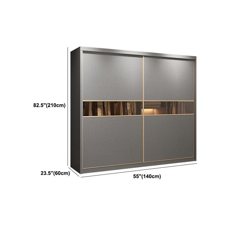 Contemporary Style Gray Colour Wardrobe Wood Self Close Drawers Wardrobe Closet