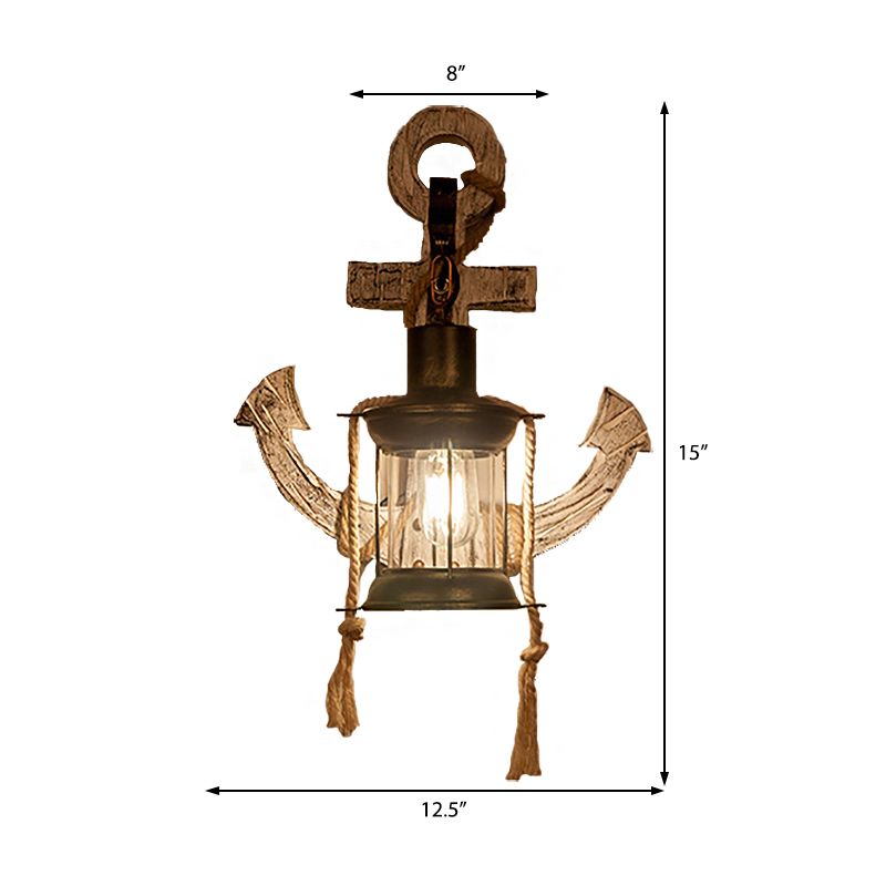 Clear Glass Kerosene Sconce Lighting Rustic Style 1 Light Indoor Wall Mounted Lamp in Bronze