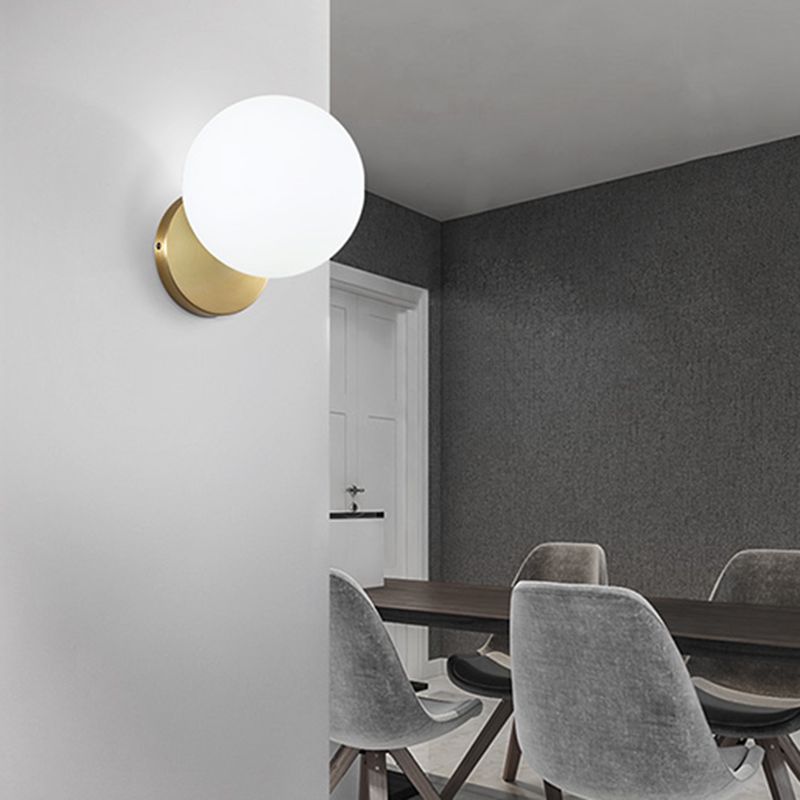 Ball Shade Glass Wall Sconce Modern Style Single Light Wall Mounted Light in Brass
