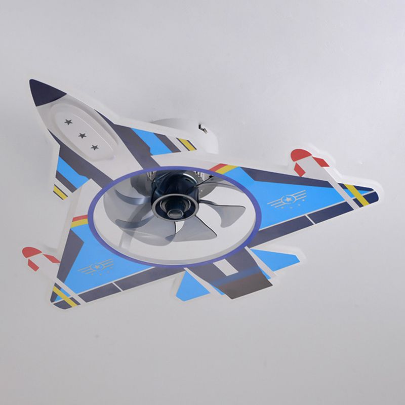 Flugzeugform -Form -Jungen -Zimmer Leuchte Leuchte Metall Cartoon LED Semi Flush Deckenleuchte in Blau