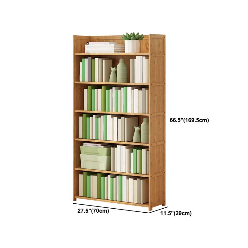 Modern Vertical Wood Book Shelf Brown Closed Back Shelf Bookcase for Study Room