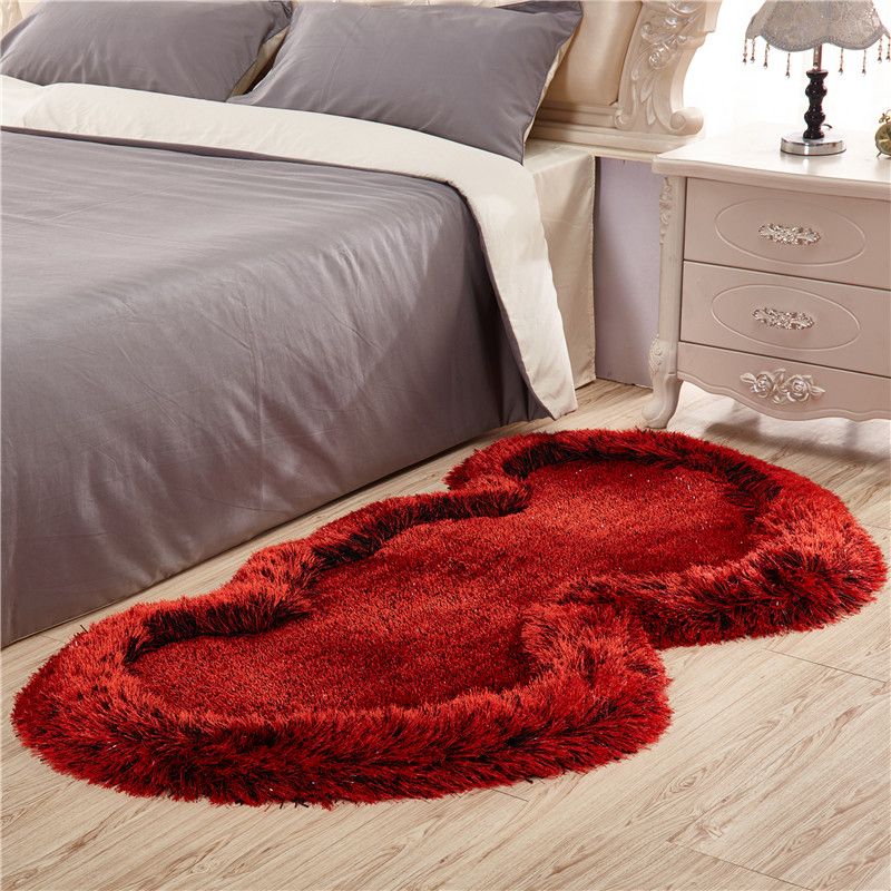 Stylish Plush Area Carpet Solid Color Polyester Area Rug Easy Care Rug for Bedroom
