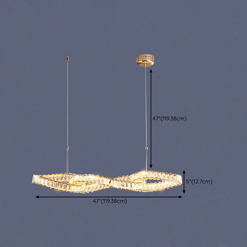 Nordic Style Crystal Hanging Lamp Geometry Shape Island Light Fixture for Bedroom