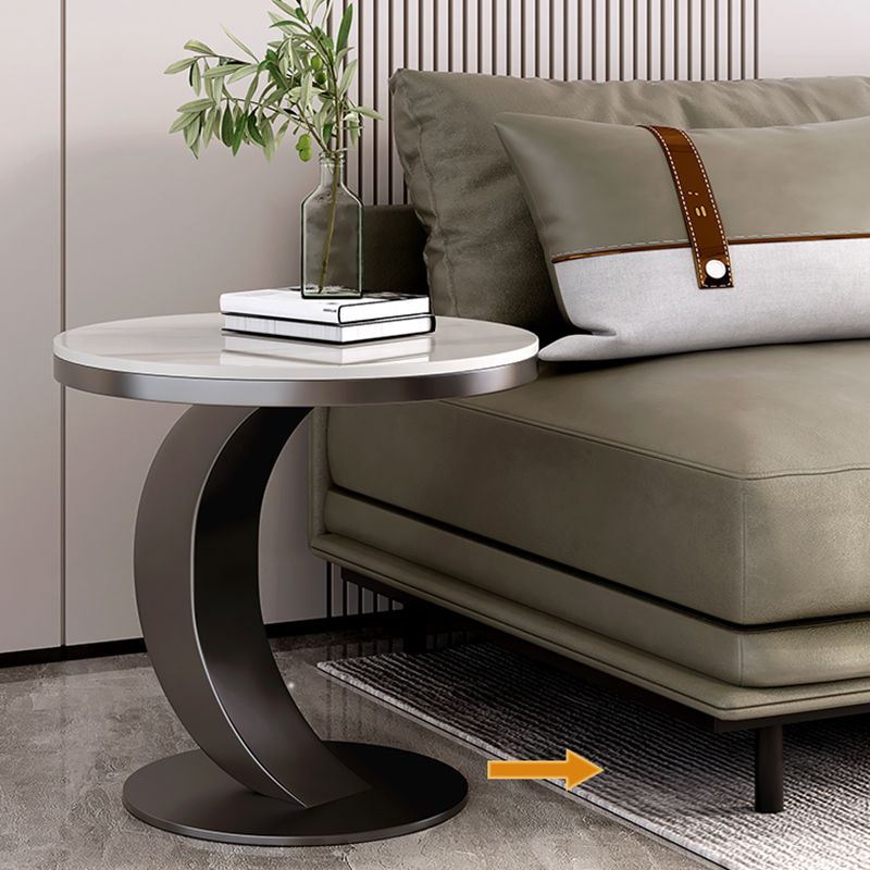 Contemporary Sofa Side Accent Table Metal Round Pedestal Living RoomCorner Table