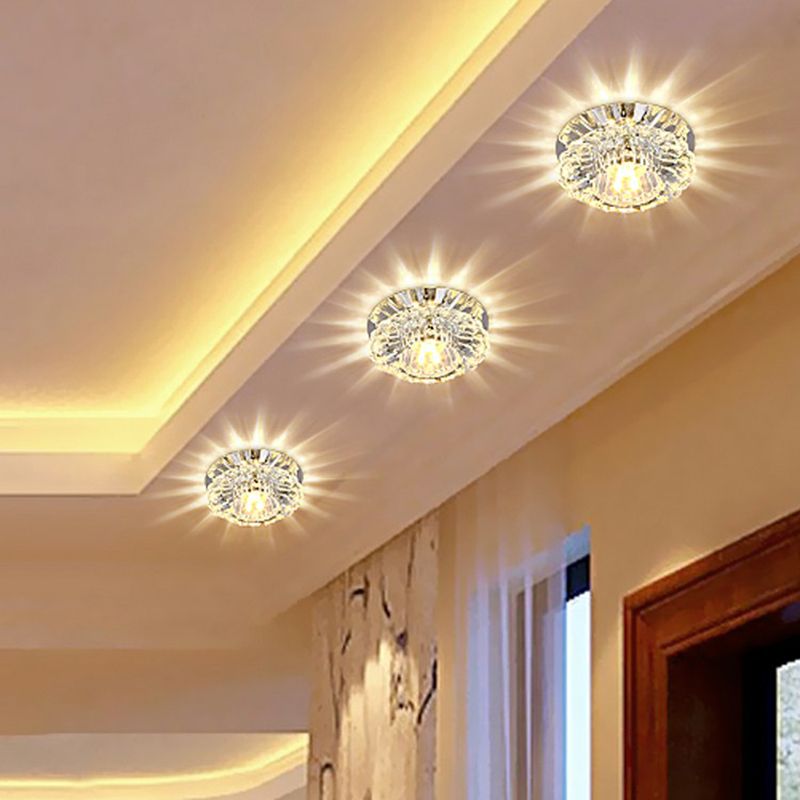 Flower Shade LED Flush Mount Modern Crystal Clear Flushmount Ceiling Light for Corridor