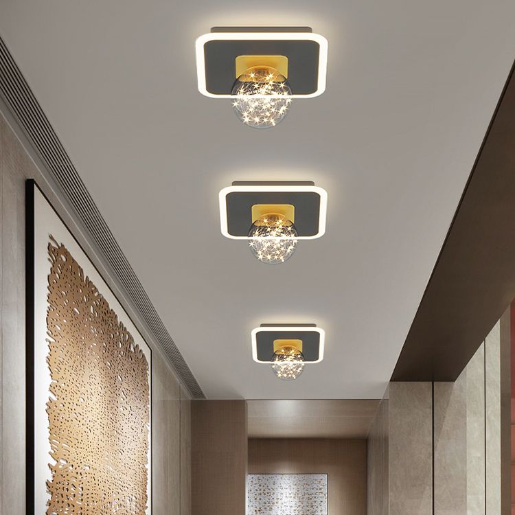 Geometry Shape LED Sky Star Ceiling Lamp Modern Iron 2 Lights Flush Mount for Bedroom