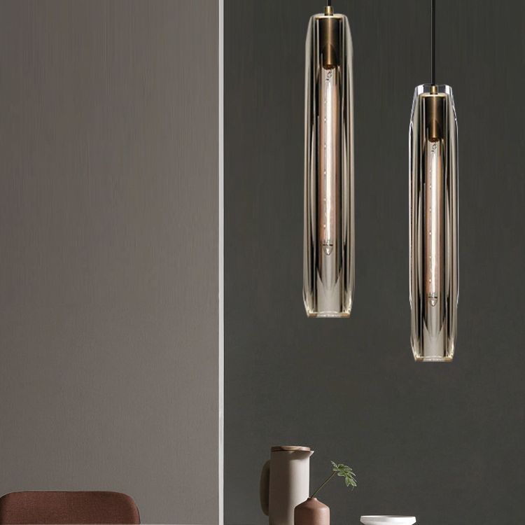 Crystal cilindrisch hanger licht in moderne luxe stijl koperen hangende lamp voor slaapkamer