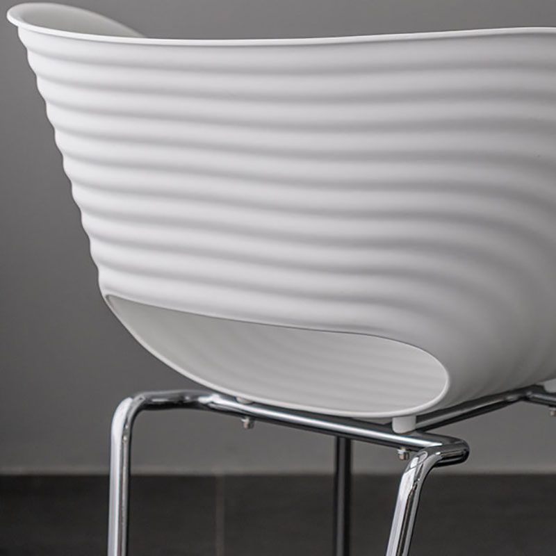 Industrial Style Open Back Dining Side Chair Plastic Dining Armless Chairs with Metal Legs