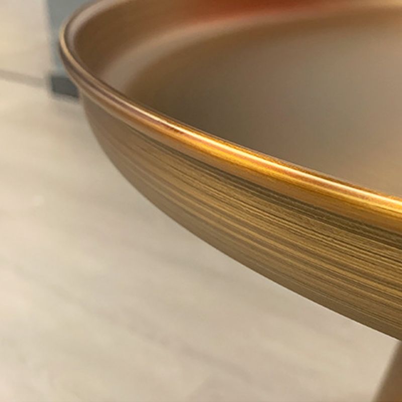 Mid-Century Modern Pedestal Metal Round Glass Single Coffee Table