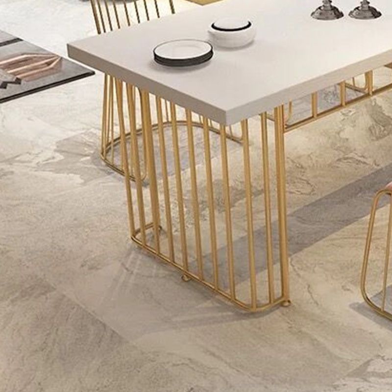 Rectangle Golden Base Dining Table Modern Wood Table for Dining Room