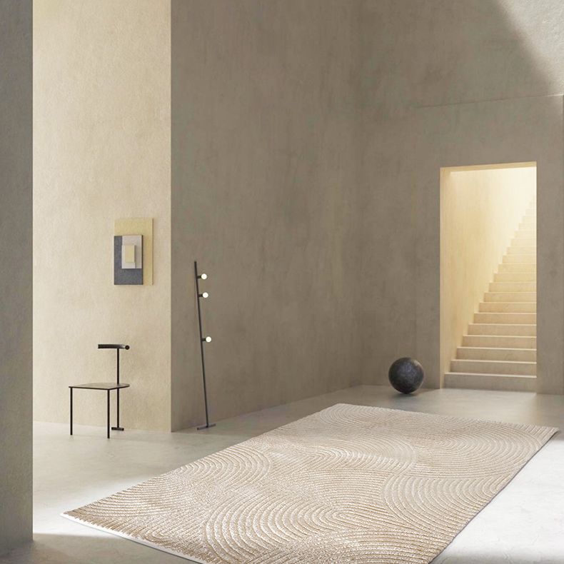 Khaki Pure Color Carpet Polyester Contemporary Area Rug Washable Rug for Living Room