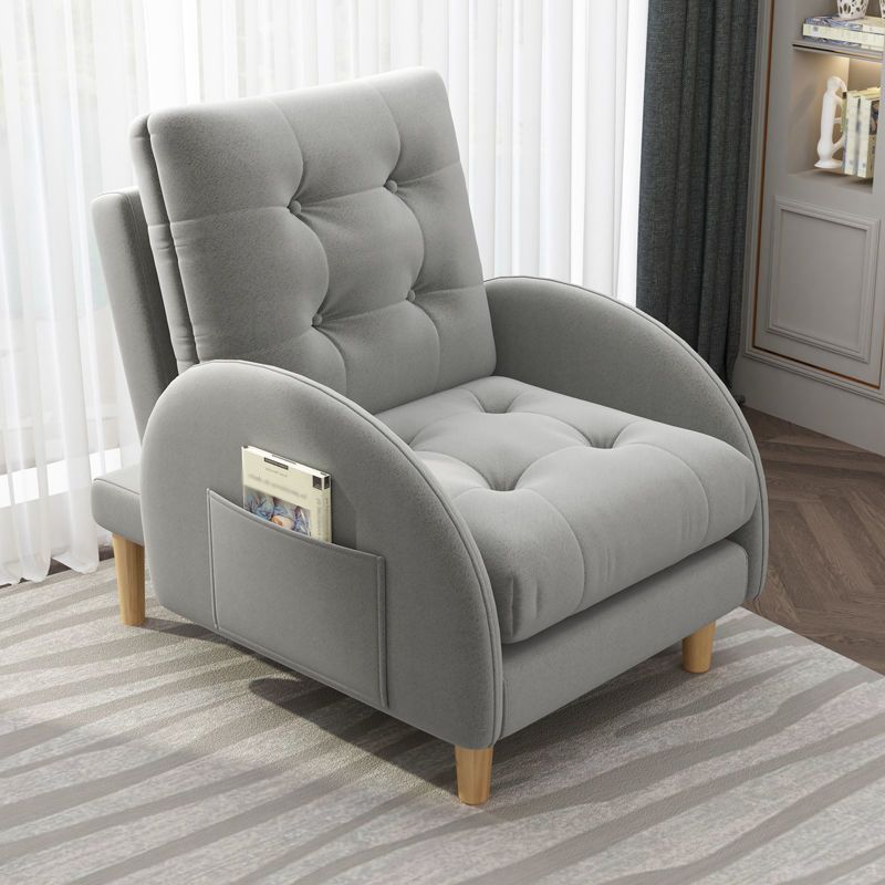 Modern Fabric Accent Chair, 55 Wide Tufted Cushion Back Chair and Ottoman