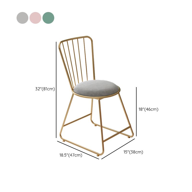 Glam Upholstered Armless Gold Legs Dining Room Side Dining Chair