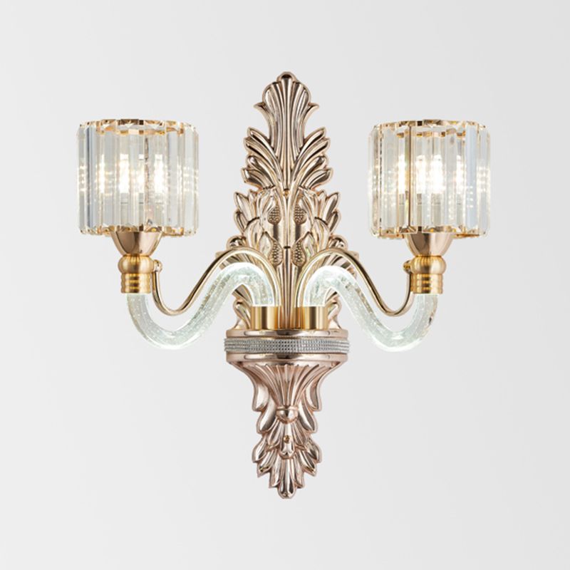 Golden 1/2-Light Modern Wall Mounted Sconce LED Crystal Wall Light