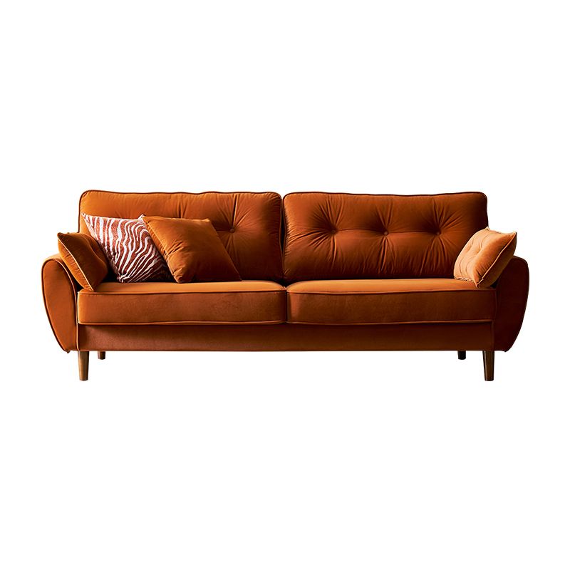 Contemporary Pillow Top Arm Sofa Loose Back Velvet Couch for Living Room