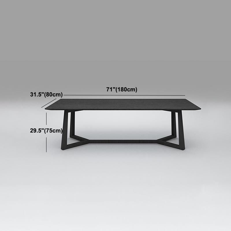 Mesa de comedor industrial rectangular Mesa fija de madera maciza con base de caballete