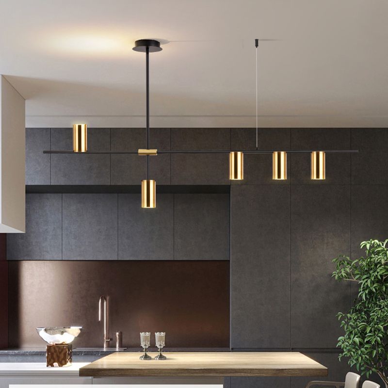 3 / 4 / 5 - Light Pendant Ceiling in Black & Gold Iron Post Modern Kitchen Island Lighting