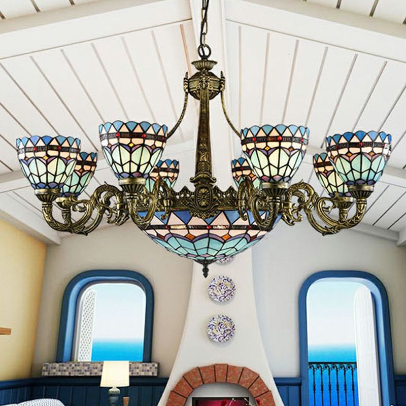 Chandelier finale en bronze Classic Classic Filor à vitraux artisanaux Light Plafond pour salle à manger