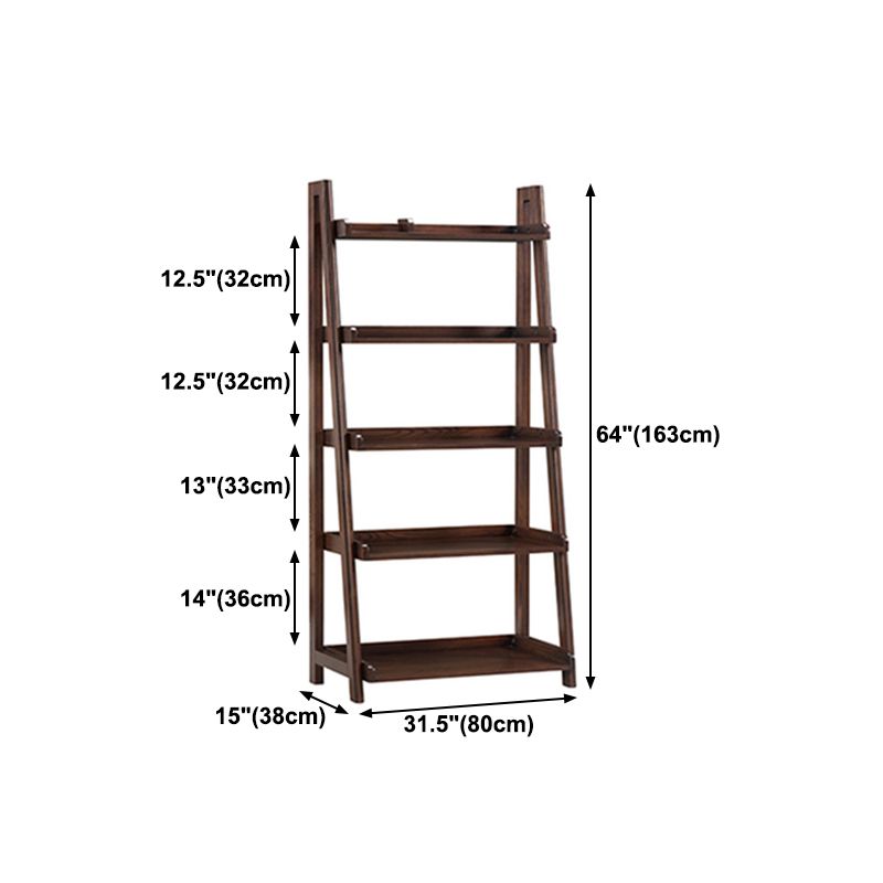 Scandinavian Ladder Bookshelf Vertical Open Ash Bookcase for Living Room