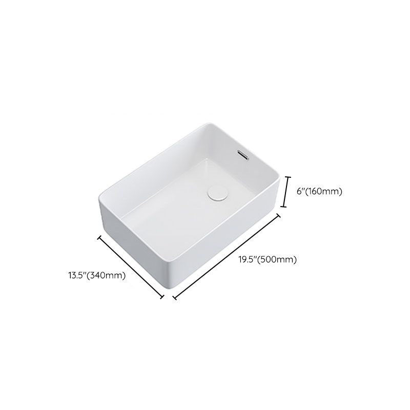 Modern Bathroom Sink White Ceramic Rectangular Bathroom Vessel Sink