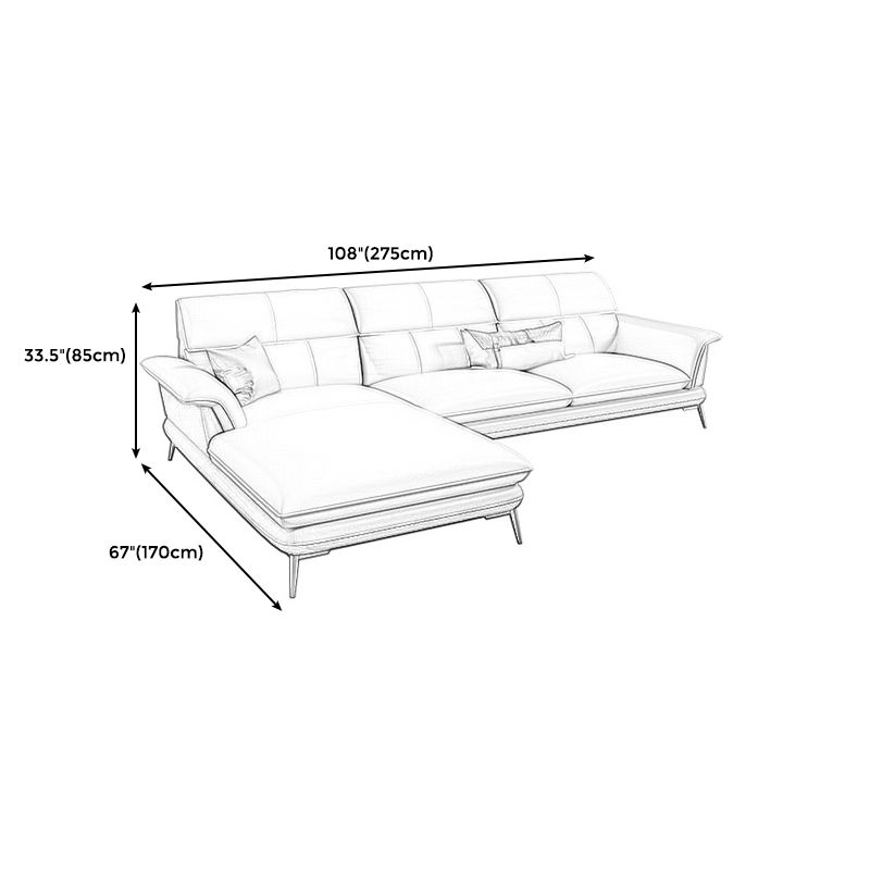 Modern Cream Genuine Leather Pillow Top Arm Sofa/Sectional for Living Room