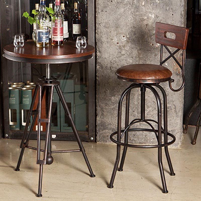 Industrial Round Bar Table Set 1/2 Pieces Solid Wood Bar Table Set for Indoor
