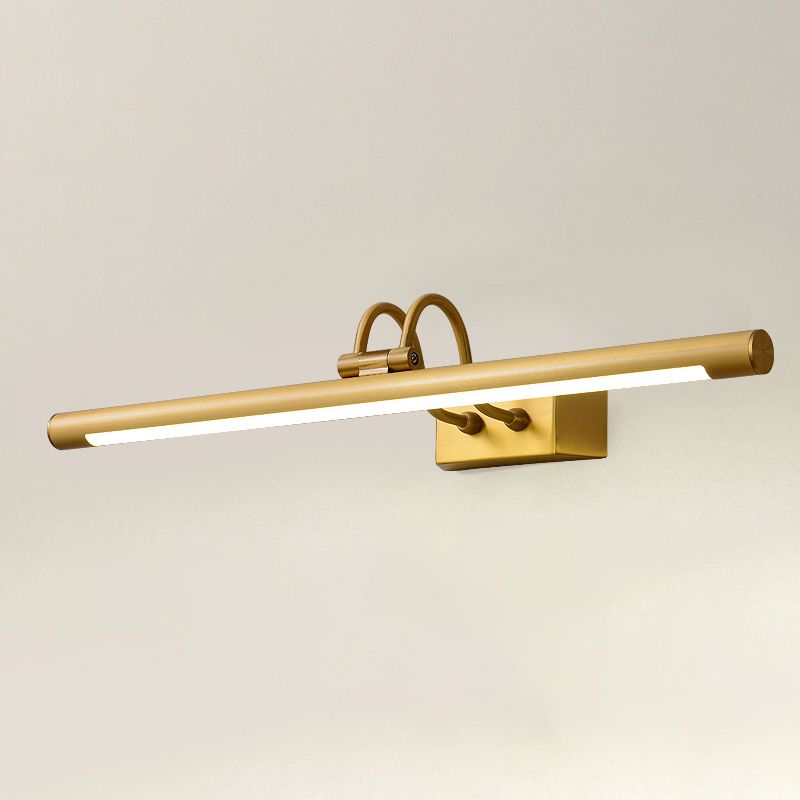 Brass Straight Mirror Light Modern Style Single Light Wall Lamp for Bedroom