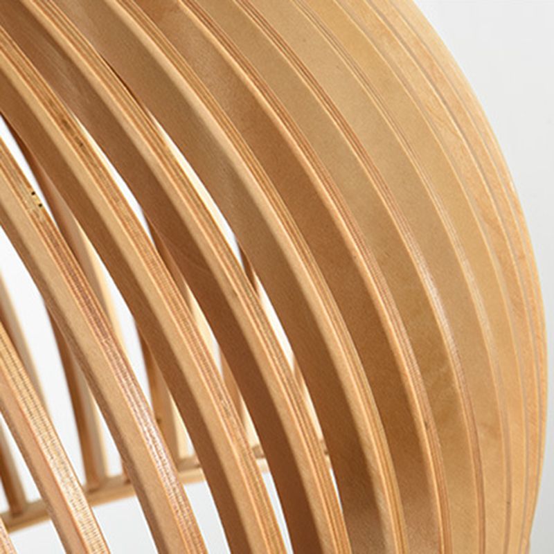 Holz geometrische Form Deckenleuchte chinesischer Stil Single -Anhänger für Esszimmer