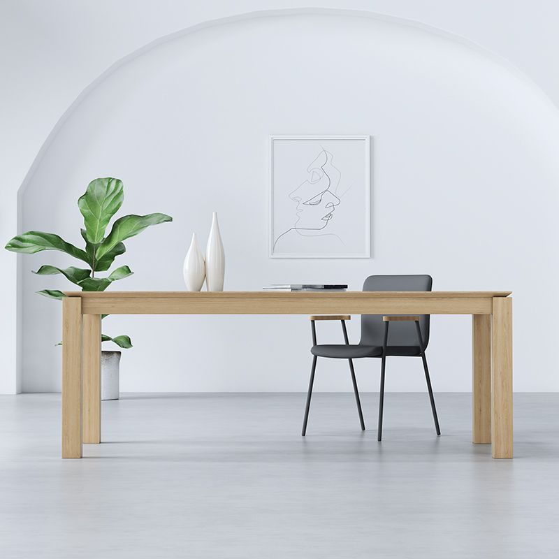 Mesa de color de madera clara rectangular mesa de madera maciza moderna con 4 patas