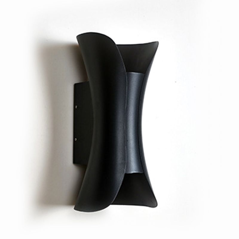 Lámpara de luz de pared curva de aluminio estilo moderno de 2 luces lámpara en blanco y negro
