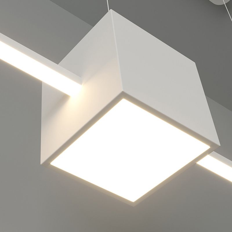 LED Island Light Modern White Island Hanging Light with Silica Gel Shade for Dining Room